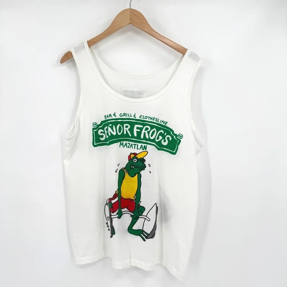 Vintage 90s Senor Frogs Mazatlan Tank Top Carlos n‎ Charlies Bodybuilder Mens XL